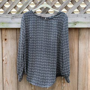 Patterned Top with Blouse Detail - Size Medium